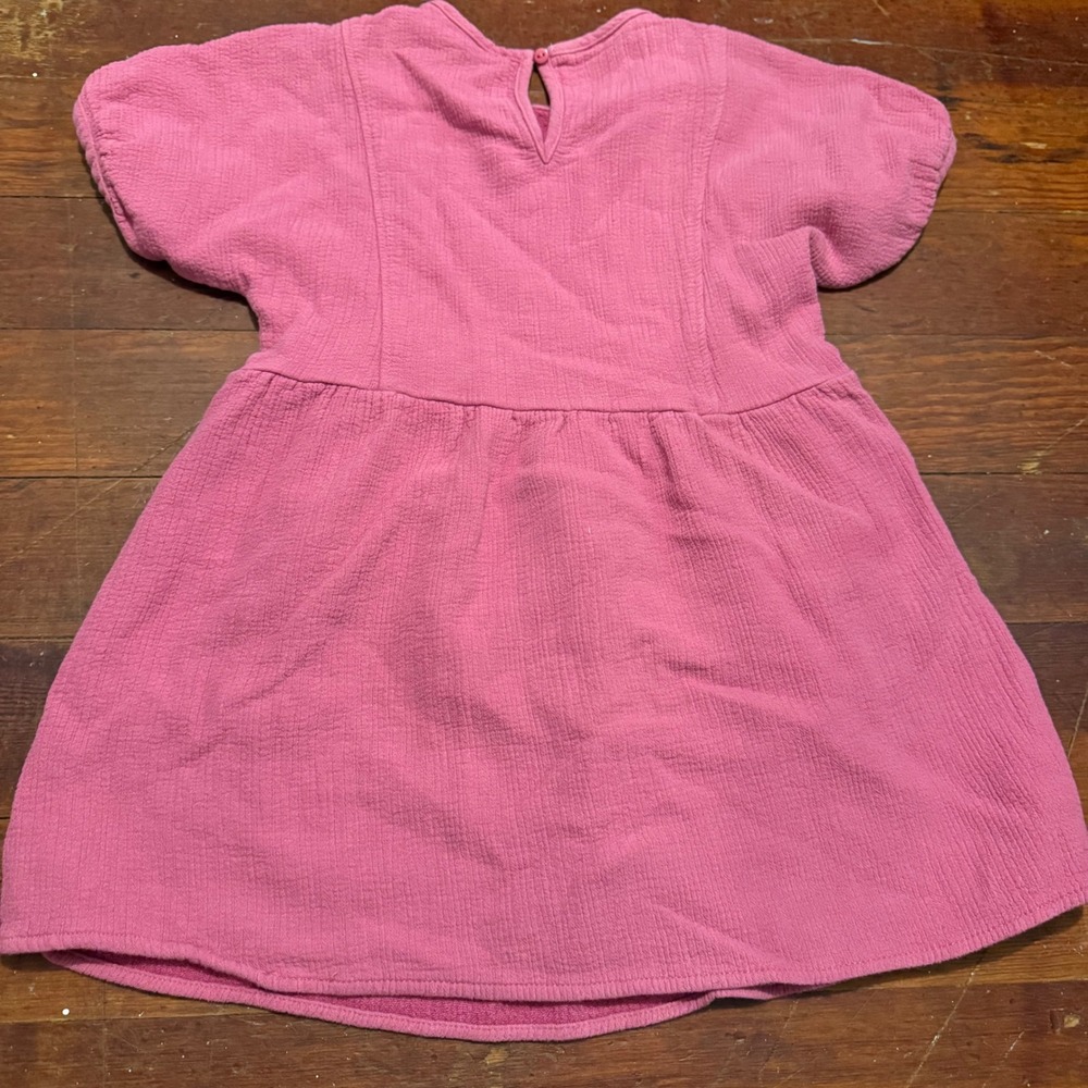Zara Kids Pink Textured Gauze Dress Short Sleeve Size 4-5 Years 110cm - Picture 3 of 4